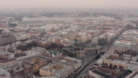 St. Petersburg different types of cities shooting from a drone Stock Footage 130354869