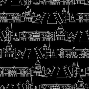 St. Petersburg linear seamless pattern Illustrazione stock