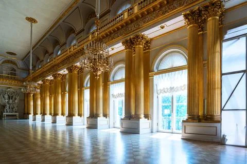 St. Petersburg, Russia, 8 July, 2021. Golden Ballroom of State Hermitage Museum Stock Photos