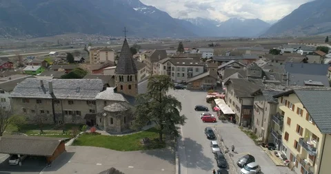 St-Pierre-de-Clages panoramic - Aerial 4K Stock Footage 106233764
