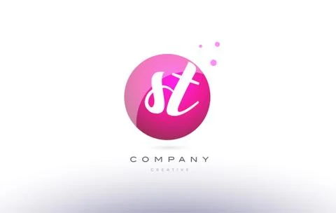 St s t  sphere pink 3d hand written alphabet letter logo Stock Illustration