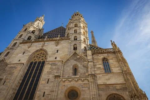 St Stephen Cathedral facade, main austrian church located in Vienna city cent Stock Photos