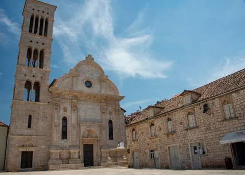 St. Stephen's  13th century church is the landmark of the old city of Havar. Stock Photos