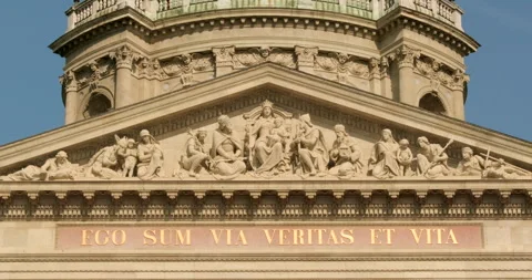 St. Stephen's Basilica decorative facade roof, Budapest, Hungary - 4K Stock Footage 297006345