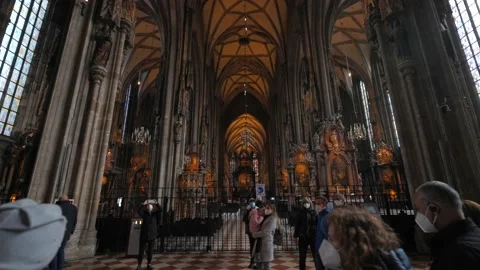 St. Stephen's Cathedral Beautiful Interior In Center Of Wien. Stock Footage 165358847