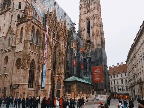 St. Stephen's Cathedral timelapse hyperlapse (Stephansdom, Domkirche St. Stephan Stock Footage 123953076