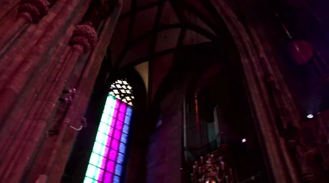 ST. STEPHEN'S CATHEDRAL WIEN INSIDE 4 LS LOW ANGLE Stock Footage 44823410