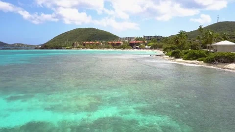 St. Thomas Beach 01 | Caribbean Island | Blue Waters | Drone Footage Stock Footage 303245699