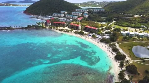 St. Thomas Beach 04 | Caribbean Island | Blue Waters | Drone Footage Video stock 303245703