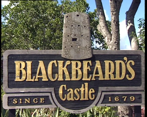 St. Thomas Blackbeard's Castle sign Stock Footage 139059340
