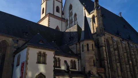 St, Thomas Church in Downtown Leipzig, Germany on Sunny Day Vídeo Stock 296007542