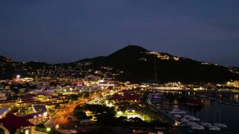 St Thomas at Night Stock Footage 160848245