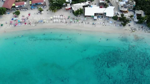 St Thomas Virgin Islands Coki Beach Panning Drone Shot Stock Footage