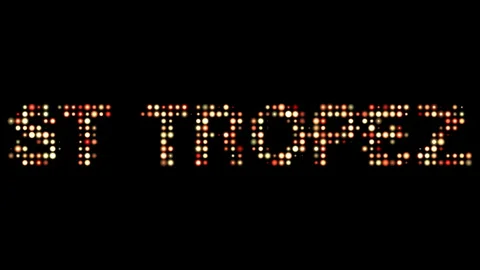 St Tropez City Name in Bright Dotty Lights on Black Background Stock Footage 301019115