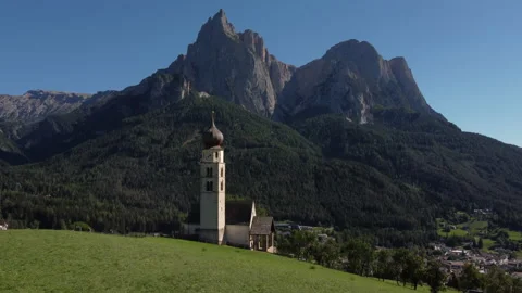 St Valentin Chapel, or San Valentino in Kastelruth, Castelrotto, South Tyrol Stock Footage 208182586