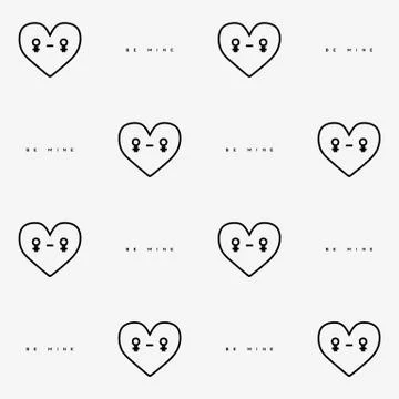 St. Valentines Day seamless pattern with heart character Stock Illustration