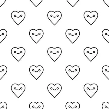St. Valentines Day seamless pattern with heart character Stock Illustration