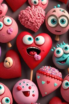 St Valentines Day. Seamless pattern with hearts and blue baby penguins wearing Illustrazione stock