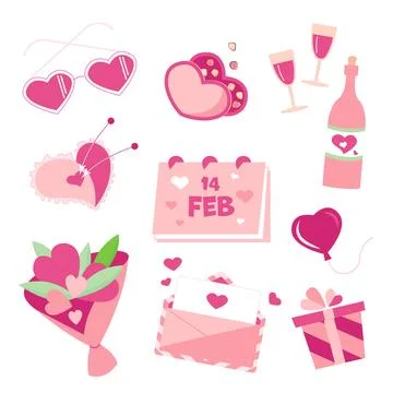 St. Valentine`s Day set elements Stock Illustration