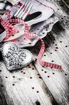 St Valentine's table setting with decorative heart Stock Photos