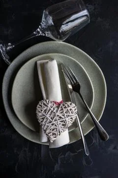 St. Valentines table setting Stock Photos