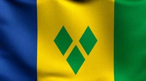 St. Vincent flag blowing in the wind. 3D rendering illustration of waving sig Illustrazione stock