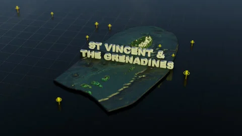 ST Vincent &amp; The Grenadines 3D Map With Animation Stock Footage 310058922