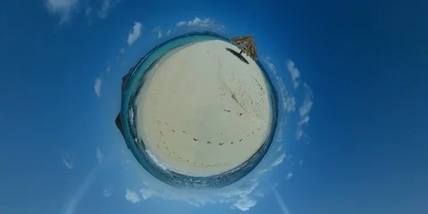 St Vincent Mopion Island Tiny Planet Caribbean Island Waves 360 Stock-Footage 116258111