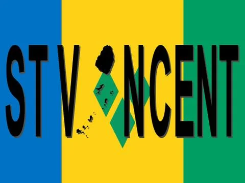 St vincent text with map Stock Illustration