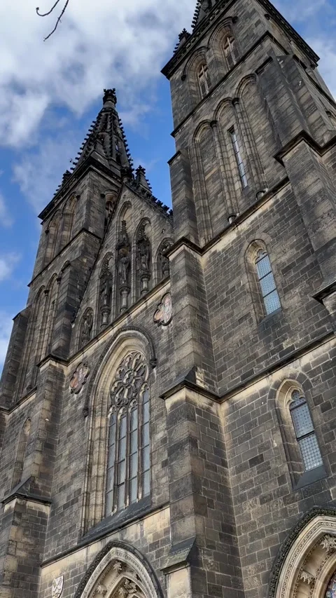 St. Vitus Cathedral Gothic Architecture in Prague, Czech Republic Видео 346252598
