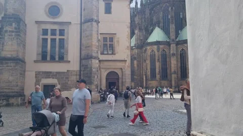 St Vitus Cathedral Gothic Facade Prague Castle Видео 343425795