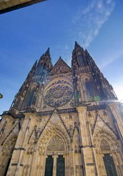 St. Vitus Cathedral inside of the Prague Castle complex built in the 9th cent 写真素材