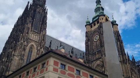 St Vitus Cathedral Tower And Granite Obelisk Vídeos de archivo 343425479