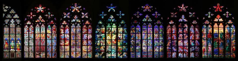 St vitus stained glass window collection Stock Photos