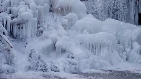 St. Vrain River Waterfall Winter Longmont Co. Stationary Stock Footage 84145264