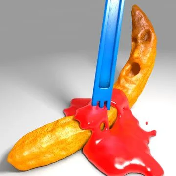 Stabbed French Fries Ketchup Blood 3D Model