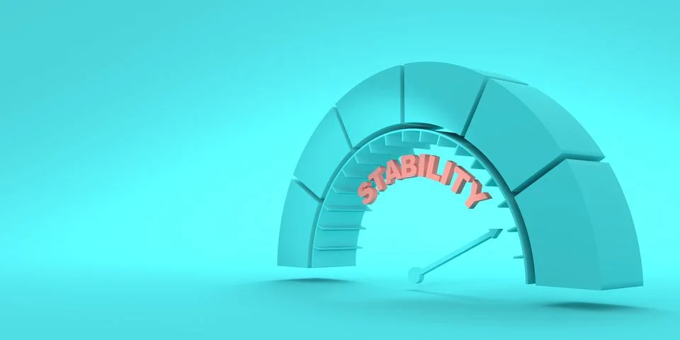 Stability measuring device with arrow and scale. 3D Render Stock Illustration
