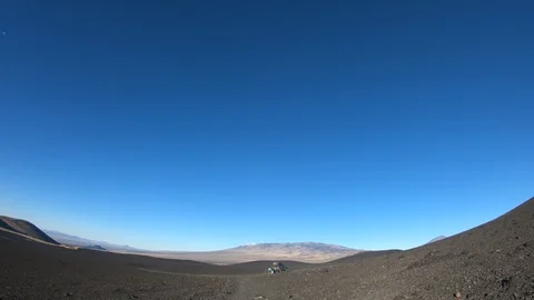 Stabilized camera movement of camera going backwards at La Payunia National Park 스톡 동영상 91521302