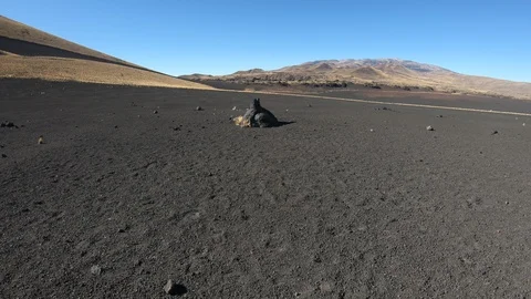 Stabilized camera movement going forward to a pumped bomb volcanic rock Video stock 91524839