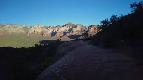 Stabilized fottage of hiking of Devils Bridge trail and Chuckwagon Trail in Video stock 150279670