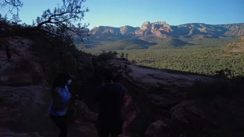 Stabilized fottage of hiking of Devils Bridge trail and Chuckwagon Trail in Video stock 150281381