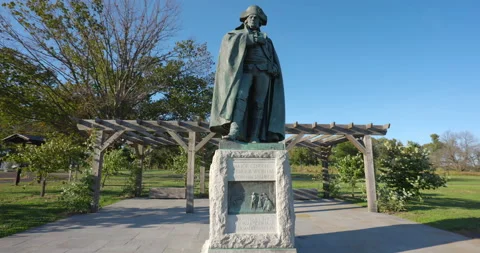 Stabilized Gimbal Shot of General Statue in Valley Forge National Park Video stock 142022860