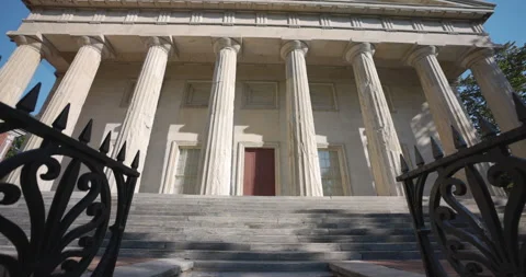 Stabilized Gimbal Shot Second Bank of the United States Old City Philadelphia Stock Footage 141939752