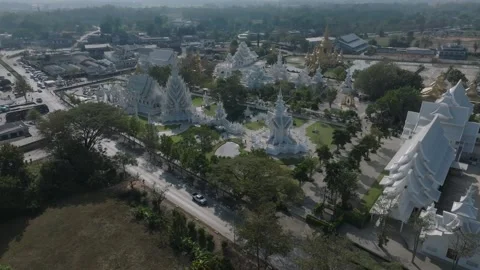 Stabilized Rise and Spin Around the White Temple  Wat Rong Khun Stock Footage 333633128