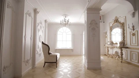 Stabilized shot of elegant bride walking in luxury interior Video stock 103398812