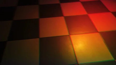 Stabilized shot of an empty black and white chequered dance floor with Stock Footage 113731759