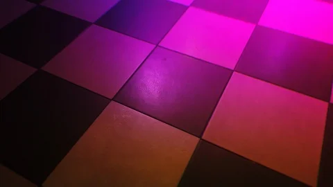 Stabilized shot of an empty black and white chequered dance floor with Stock Footage 113731767