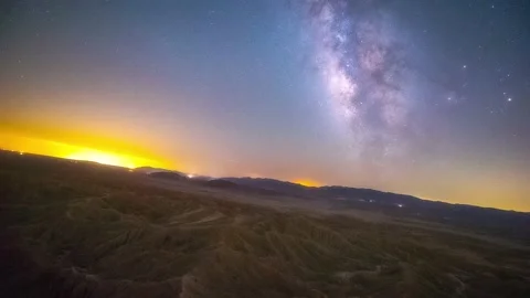 Stabilized-Sky Time-lapse Visualizes Earth's Rotation, Font's Point/Anza-Borrego Stock Footage 205195005