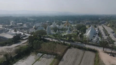 Stabilized Spin Around the White Temple  Wat Rong Khun Stock Footage 333633107