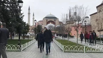  Stabilized walking hyper lapse action on Hagia Sophia Square Stock Footage 85692322